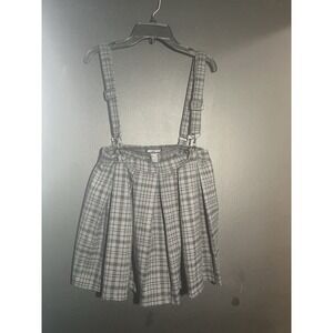 Hot Topic Black/Gray Plaid Schoolgirl Pleated Skirt ~ Suspenders Punk Goth Sz XS